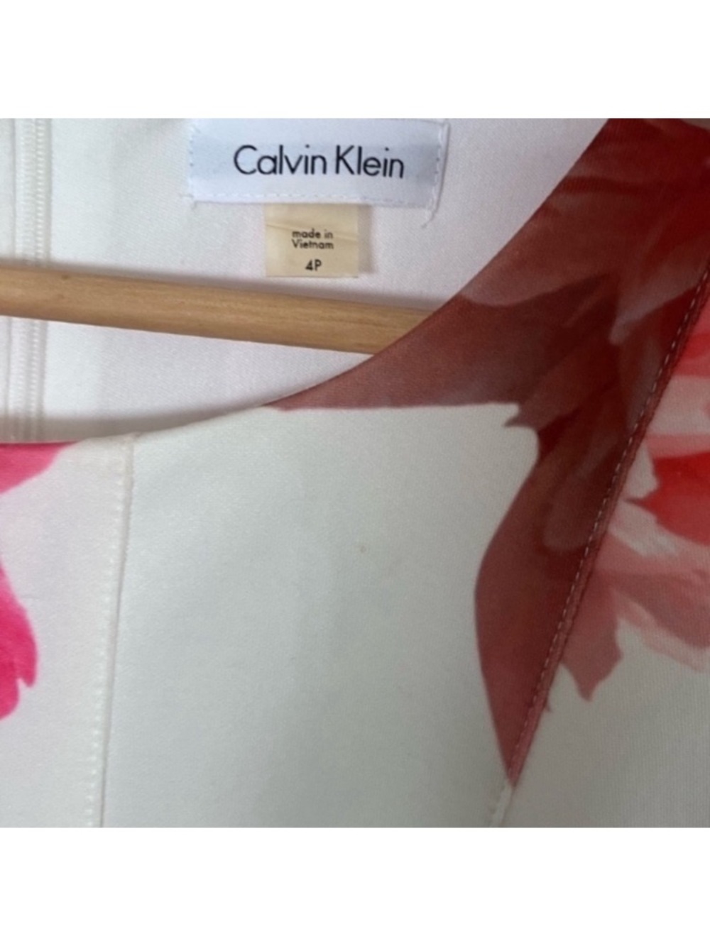 Calvin Klein Cap-sleeve Floral-print Scuba Fit & Flare Dress Size 4P - Picture 6 of 7
